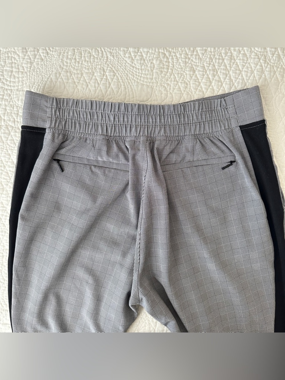 Athleta Glen Plaid Brooklyn Ankle Pant Women’s 6 Black White Side Stripe - Picture 4 of 11